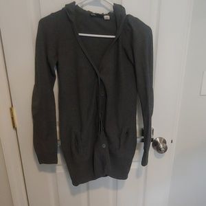 Long Gray cardigan with hood